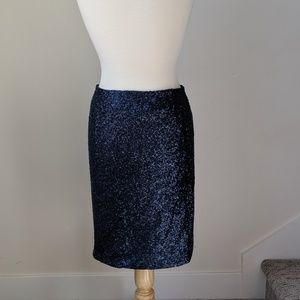 Navy Sequin Pencil Skirt by Modcloth - Knee Length